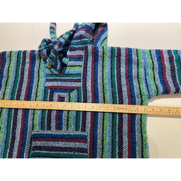 Baja Joe Mexican Hoodie Hippie Surf poncho Sweater Pullover Aqua /size S/M women - Picture 4 of 8